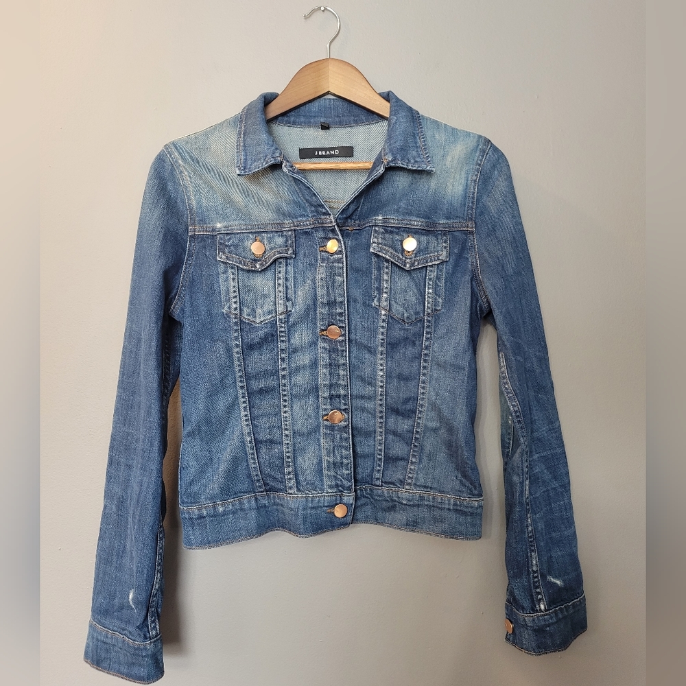 J Brand Slim Fit Denim Jacket Distressed Endless Womens‎ Size S